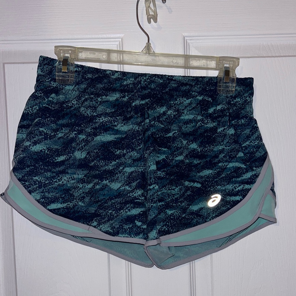 ASICS Blue and Teal Runner Shorts, Size S